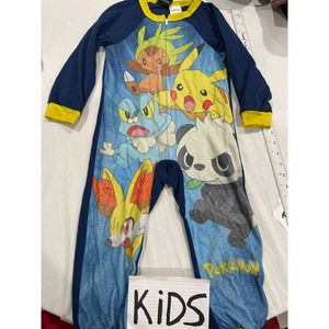 Pokemon Pikachu One Piece Costume/Pajamas Cosplay Outfit Kids 4-5